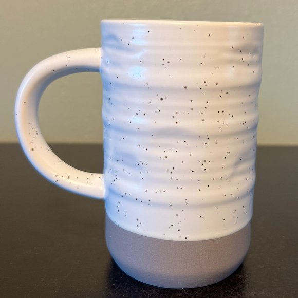 THRESHOLD White and Gray Speckled Ribbed Stoneware Mug with Unglazed Gray Base - Picture 2 of 11